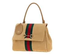 Women's Horsebit Top Handle Bag Beige Calf Skin