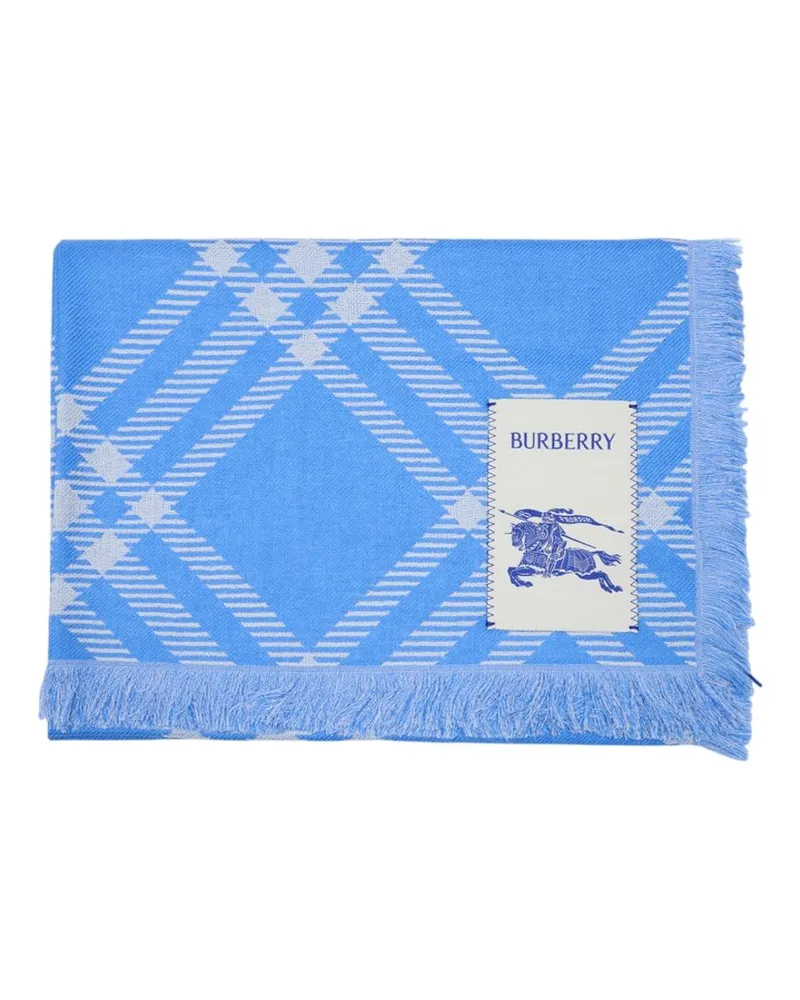 Burberry Women's Mu Bias Tri Bar Scarf -  Wool Blue Accessories Blue