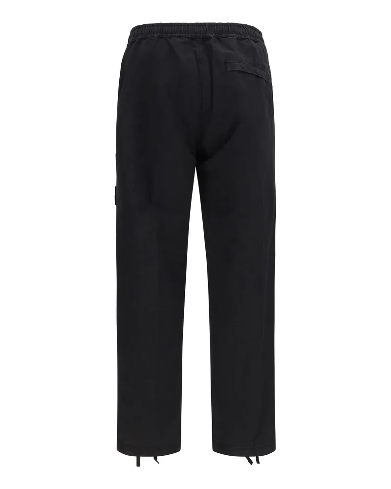 Stone Island Cotton Utility Cargo Pants — Black Black