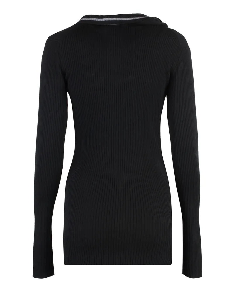 Y/PROJECT Merino Half-Zip Knitted Dress — Black Black