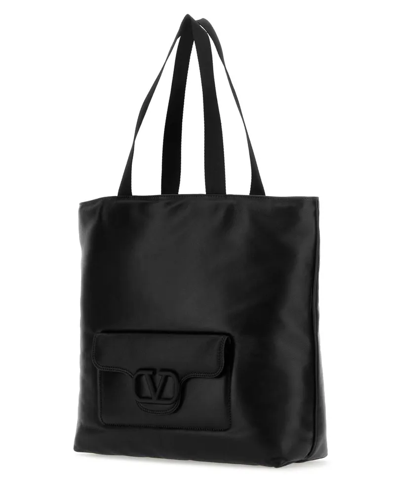Valentino Garavani Men's Black Nappa Leather  Noir Shopping Bag Nero Borse A Mano Black