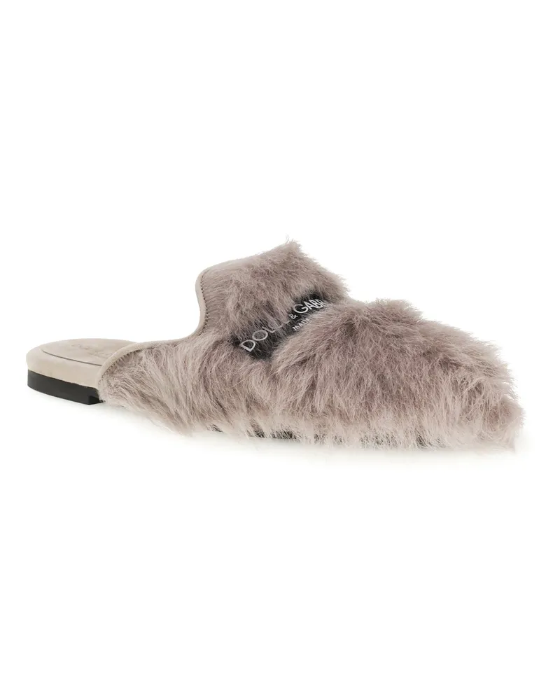 Dolce & Gabbana Women's Mules Sheepskin Grey Lamb (ovis Aries) Sandal Gray