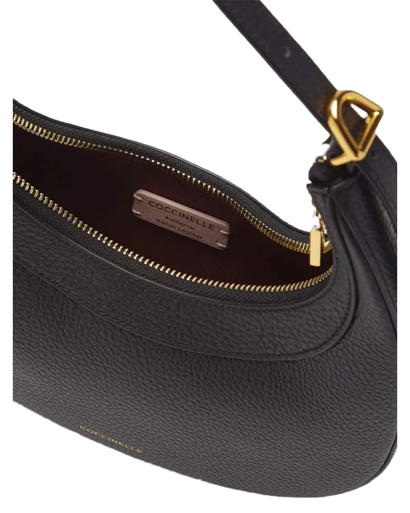 Coccinelle Women's Mini Hobo Bag Black Cowhide - Shoulder-Bags Black