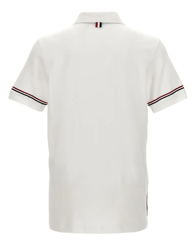 Thom Browne RWB Stripe Polo Shirt — White White