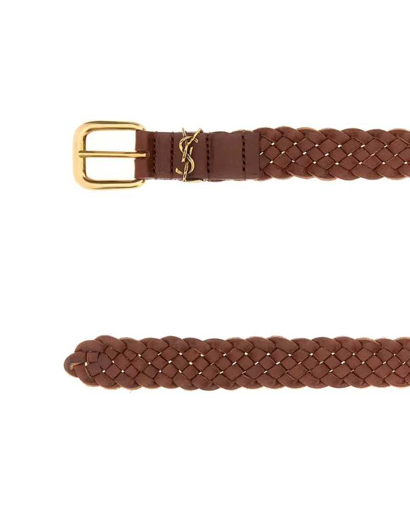 Saint Laurent Men's Brown Leather Belt Dkwetclay Cinture Brown
