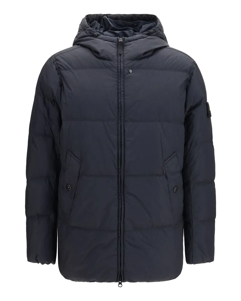 Stone Island Men Down Jacket Crinkle Reps Ny Navy Blue Inner Goose Navy