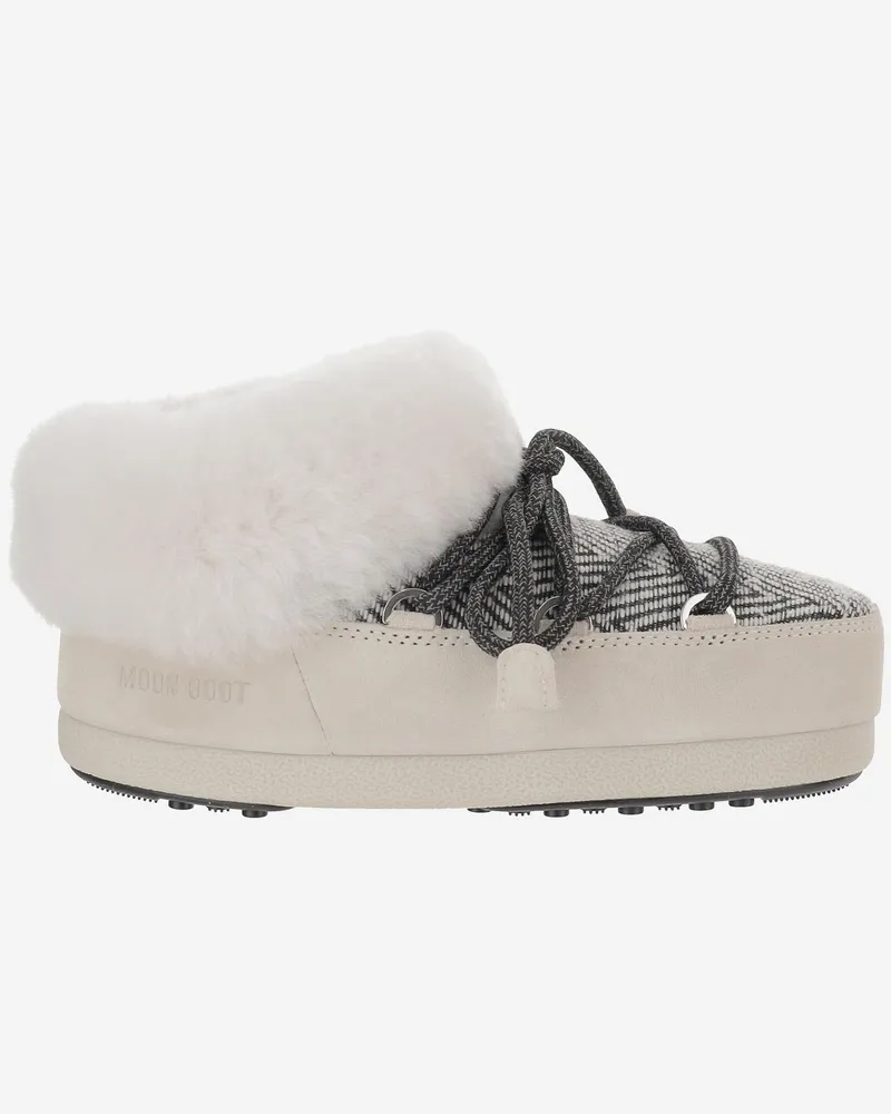 Moon Boot Women's Mules With Tubular Laces White Polyamide White