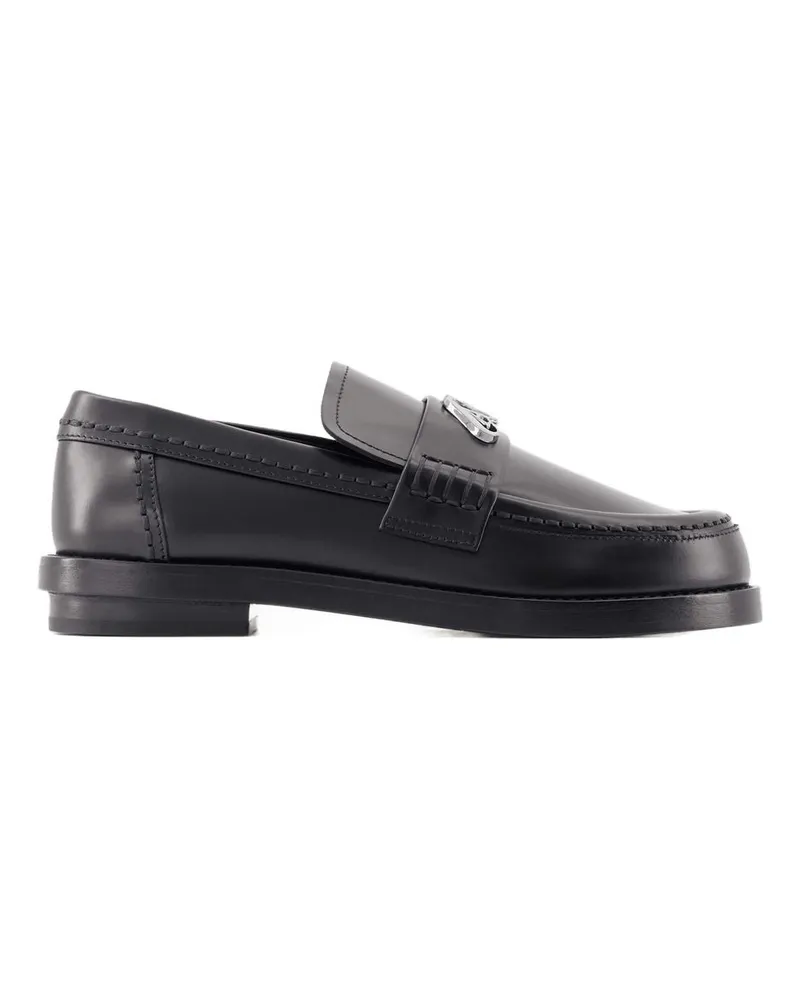 Alexander McQueen Women's Seal Loafers -  Leather Black-Argenté Calfskin Shoes Flat-Shoes Black