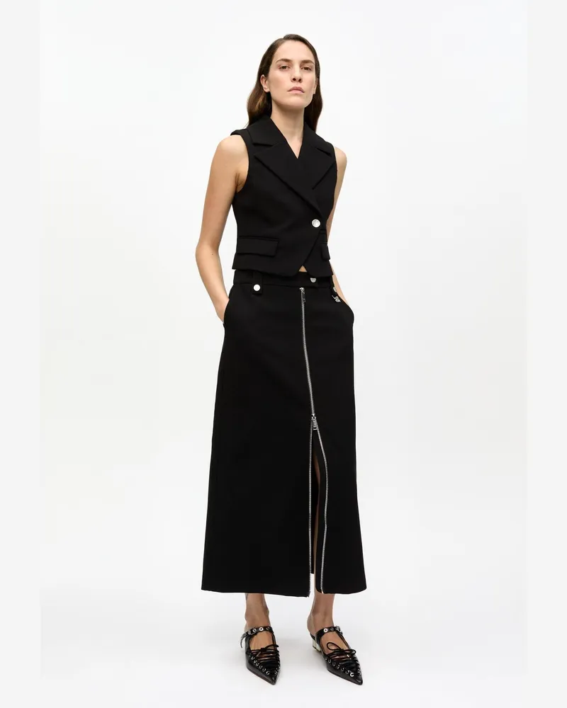 Ganni Bonded Crepe Skirt — Black Black
