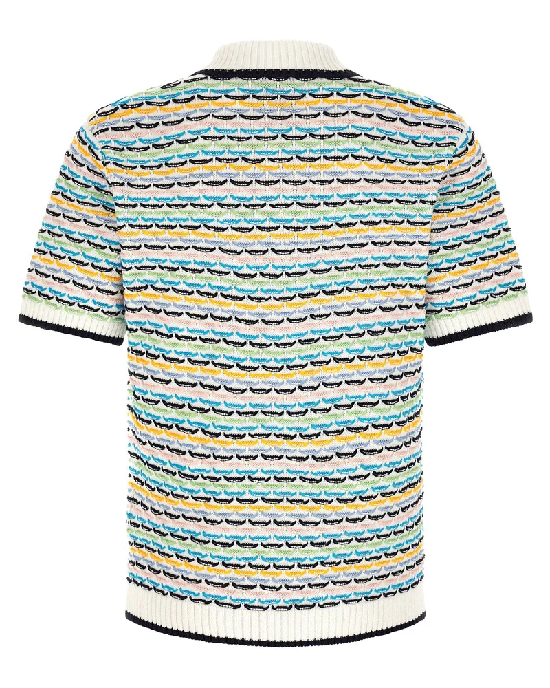 Casablanca Paris Tuck Stitch Polo Shirt — Multicolor Multicolor