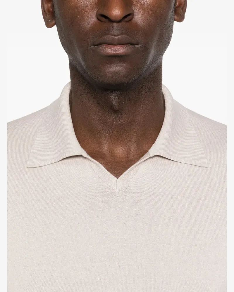 Brunello Cucinelli Men's Knitted Cotton Polo Shirt Ss26 M Cream