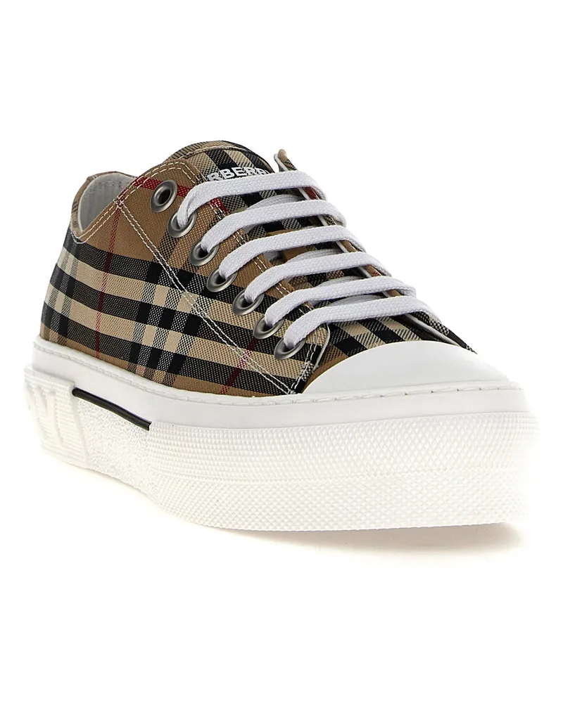 Burberry Check-Print Canvas Sneaker — Beige Beige