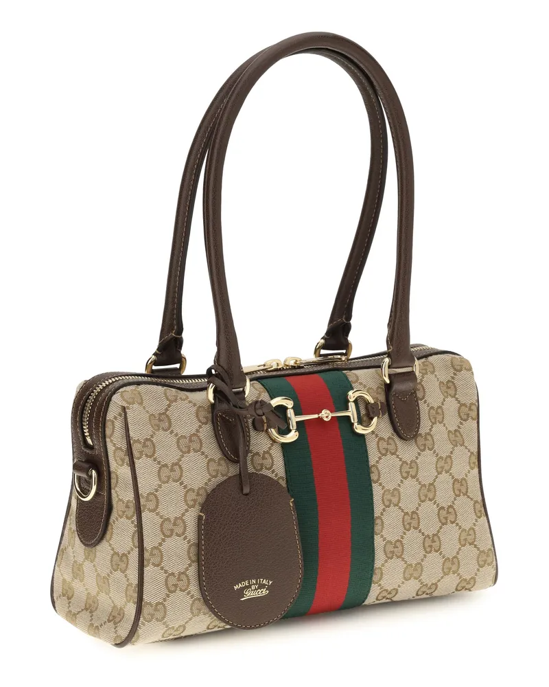 Gucci Women's Horsebit Shoulder Bag Vint.sand-Dk.bro-Vrv Handbags Vint.sand/dk.bro/vrv Hand Beige
