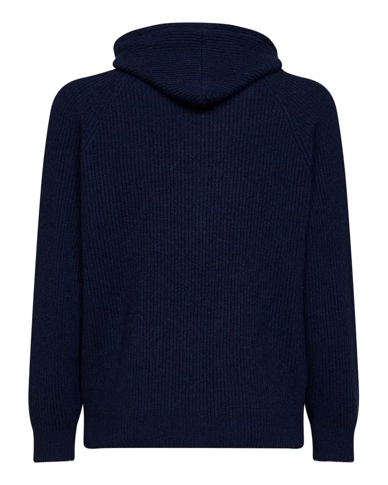 Brunello Cucinelli Men's Zip-Up Cashmere Hoodie Navy Blue Cardigans Sweater Navy