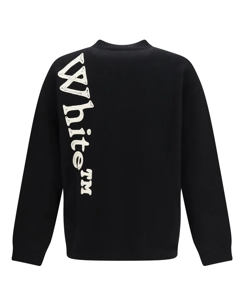 OFF-WHITE Men's Vertical Bookish Logo Knit Crewneck Black Wool Ovis Aries; Polyamide Sweater Black