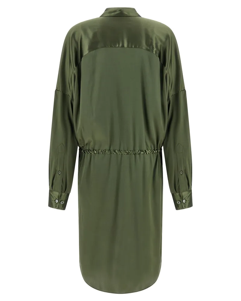 Dries van Noten Women Bicolor Silk Midi Dress Green