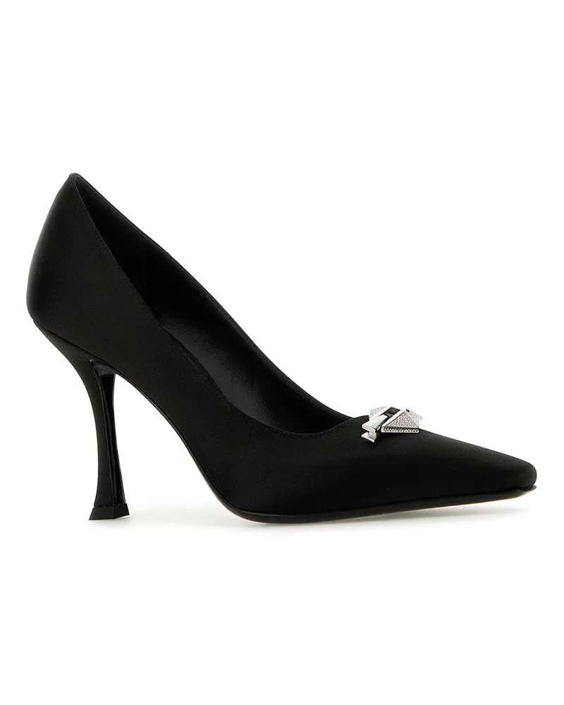 Jimmy Choo Ryker90bxl Blackcrystal Satin W-Pave Diamond Link Scarpe Con Tacco W/pave High Heel Shoes Black