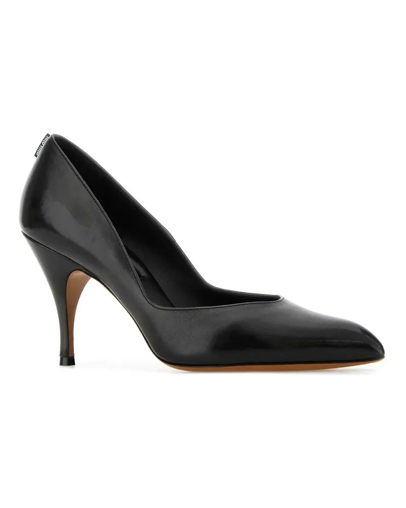 Miu Miu Women's Black Leather Pumps Nero Calfleather Scarpe Con Tacco High Heel Shoes Black