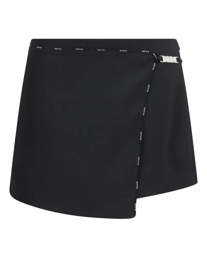 GCDS Women's Skirt-Shorts Mini Satin Black Black-Black Polyester Black/black Black