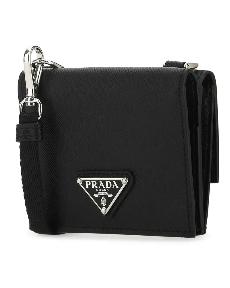 Prada Men's Black Leather Cardholder F0002 Vitello Portafogli Wallet Black