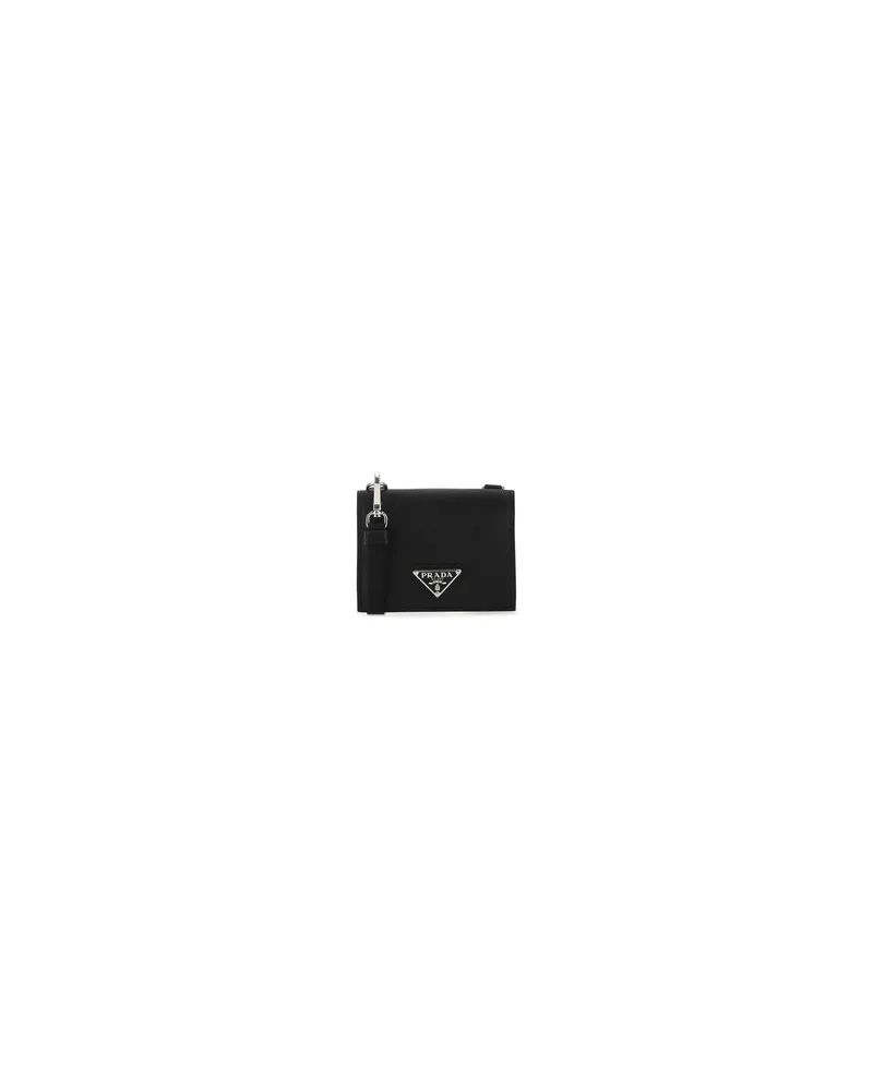 Prada Men's Black Leather Cardholder F0002 Vitello Portafogli Wallet Black