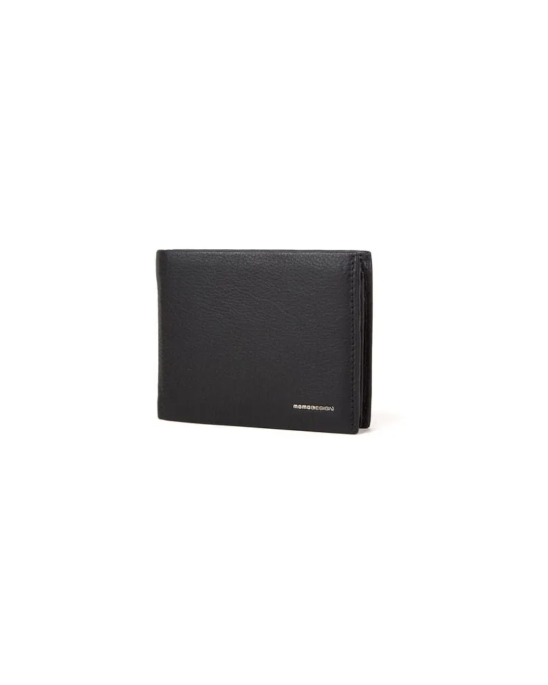 MOMO DESIGN Men's Wallet Black Genuine Leather Bags Black