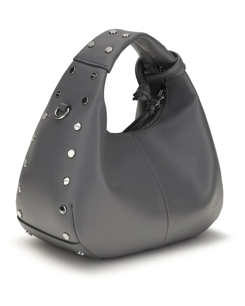 Ganni Leather Hobo Bag — Gray Gray