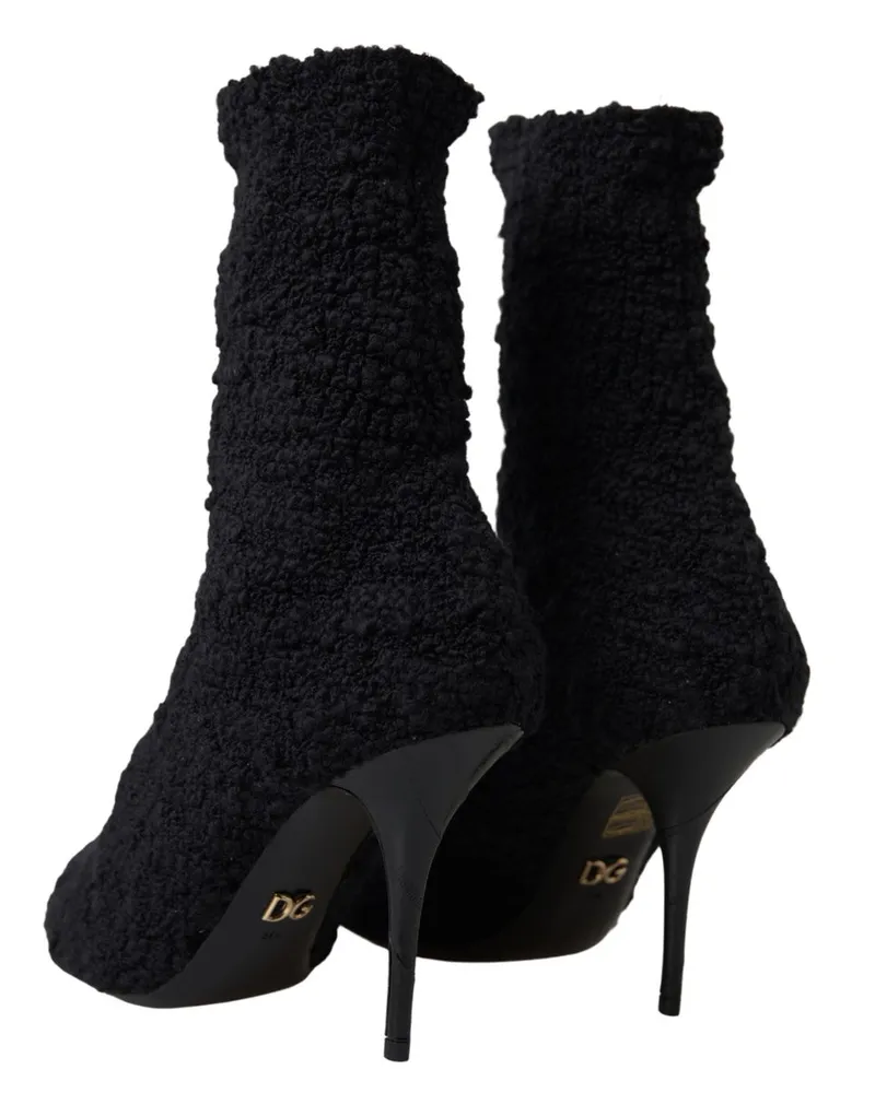Dolce & Gabbana Women's Virgin Wool Stiletto Boot Black Black