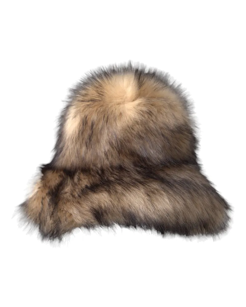 Dolce & Gabbana Women's Brown Faux Fur Modacrylic Fedora Hat Brown