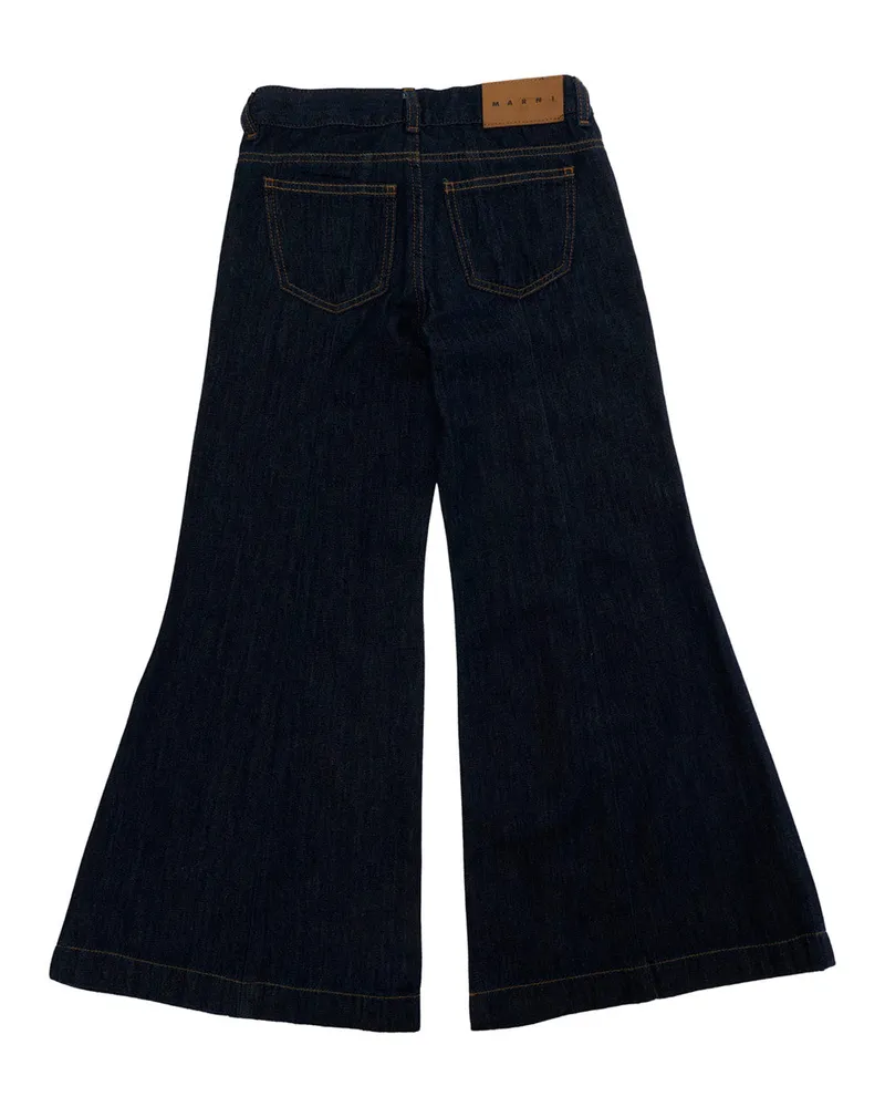 Marni Girls' Pants 5 Pockets Blue Cotton Trousers Blue