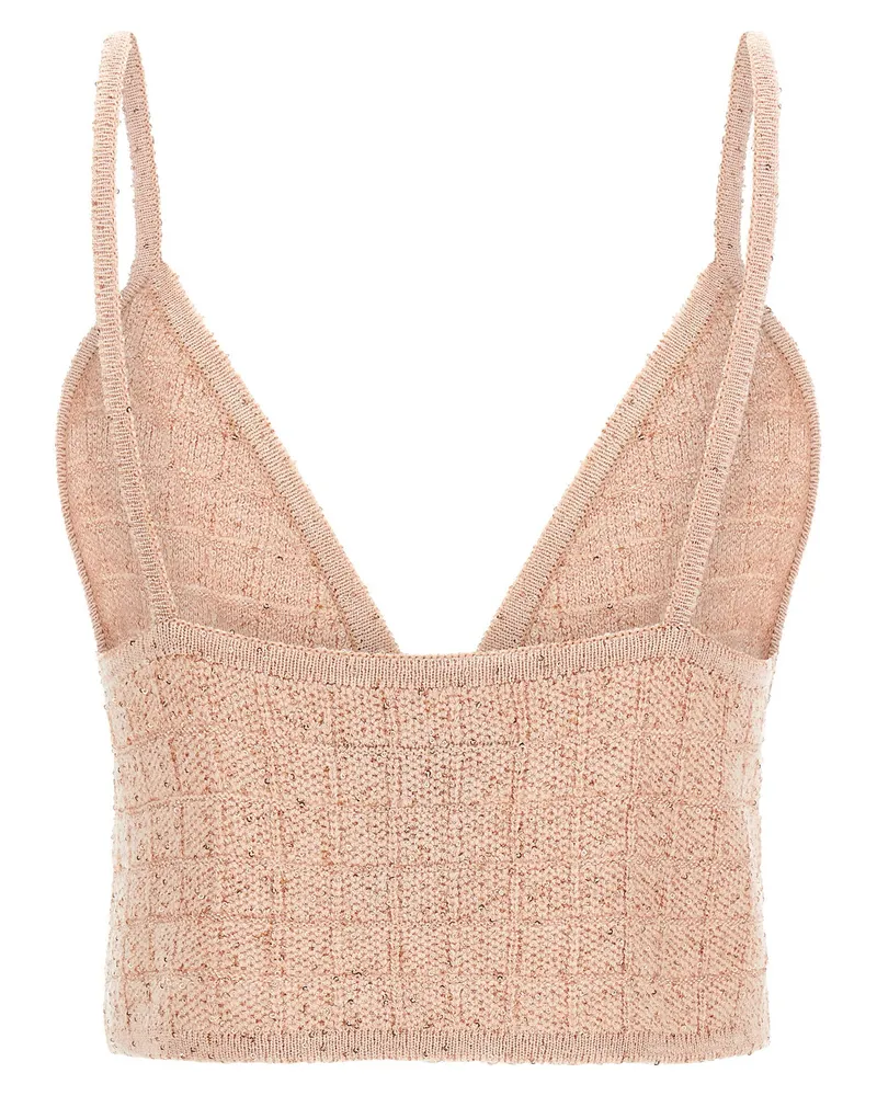 Alessandra Rich Sequin-Embellished Wool Blend Tank Top — Pink Pink