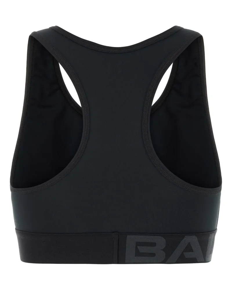 Balenciaga Women's Logo-Embroidered Sports Bra Black Polyester Elastane Tank Tops Black