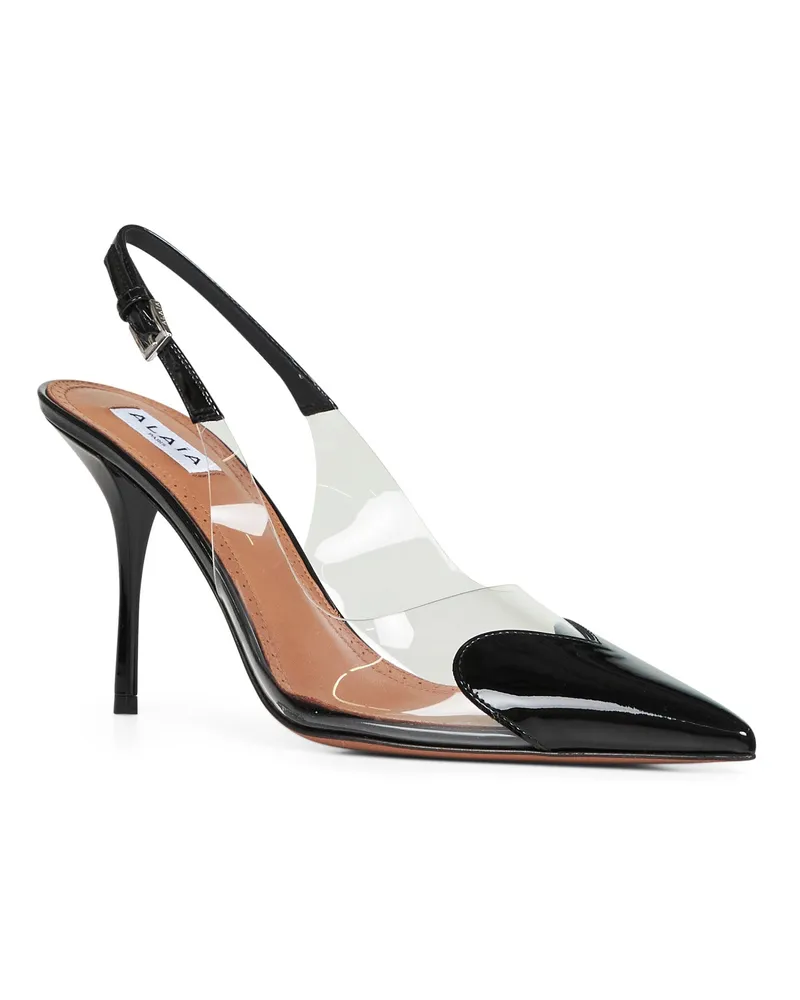 Alaïa Women's Slingback Pumps Le Cœur Black Lambskin High Heel Shoes Black