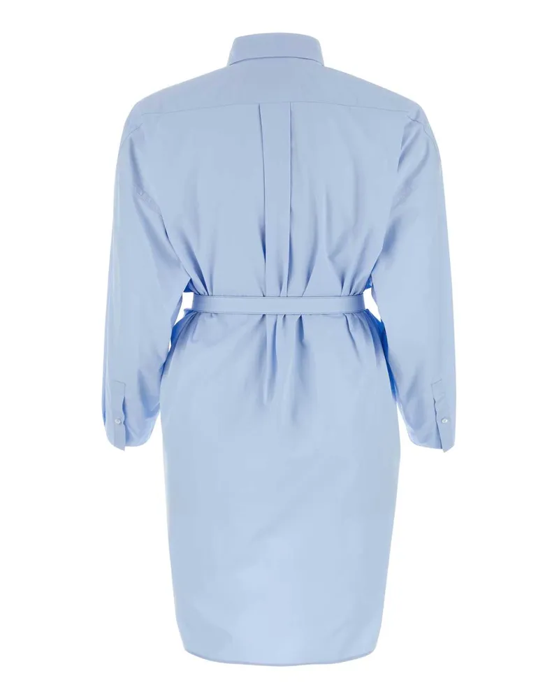 Miu Miu Women's Light Blue Poplin Shirt Dress Cielo Co-Trochus Niloticus Abiti Blue
