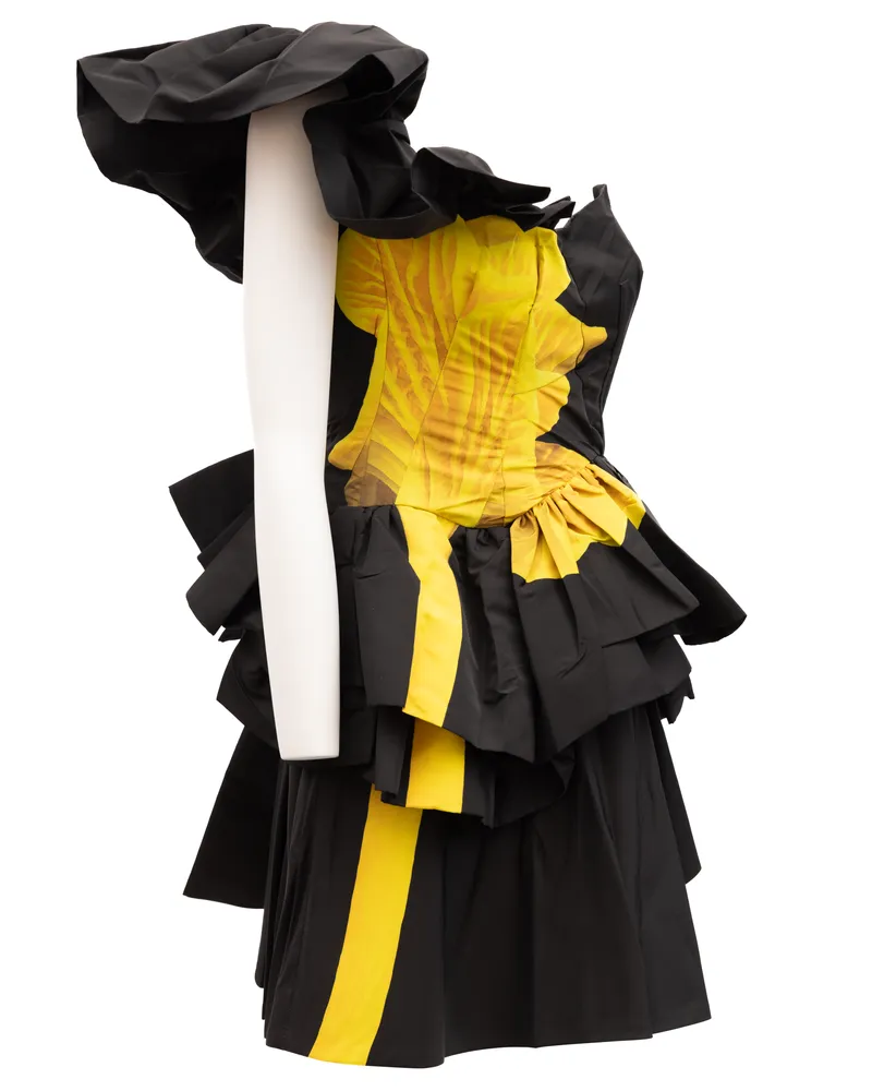 Alexander McQueen Women's Black Dress With Yellow Details Black