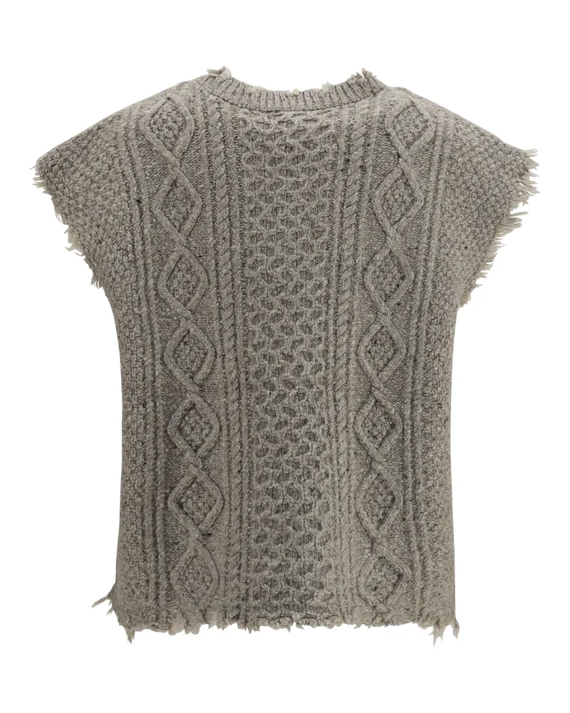 R13 Cable-Knit Distressed Wool Vest — Gray Gray