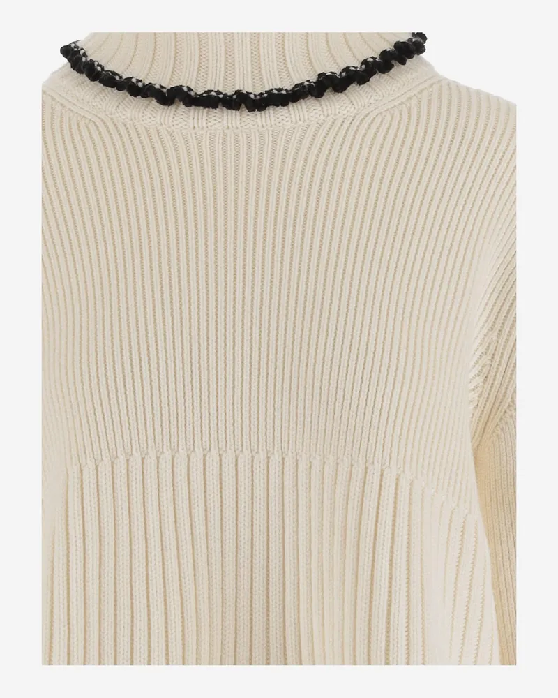 Jil Sander Women's Wool Blend Sweater Ivory Virgin Viscose Polyamide Ivory