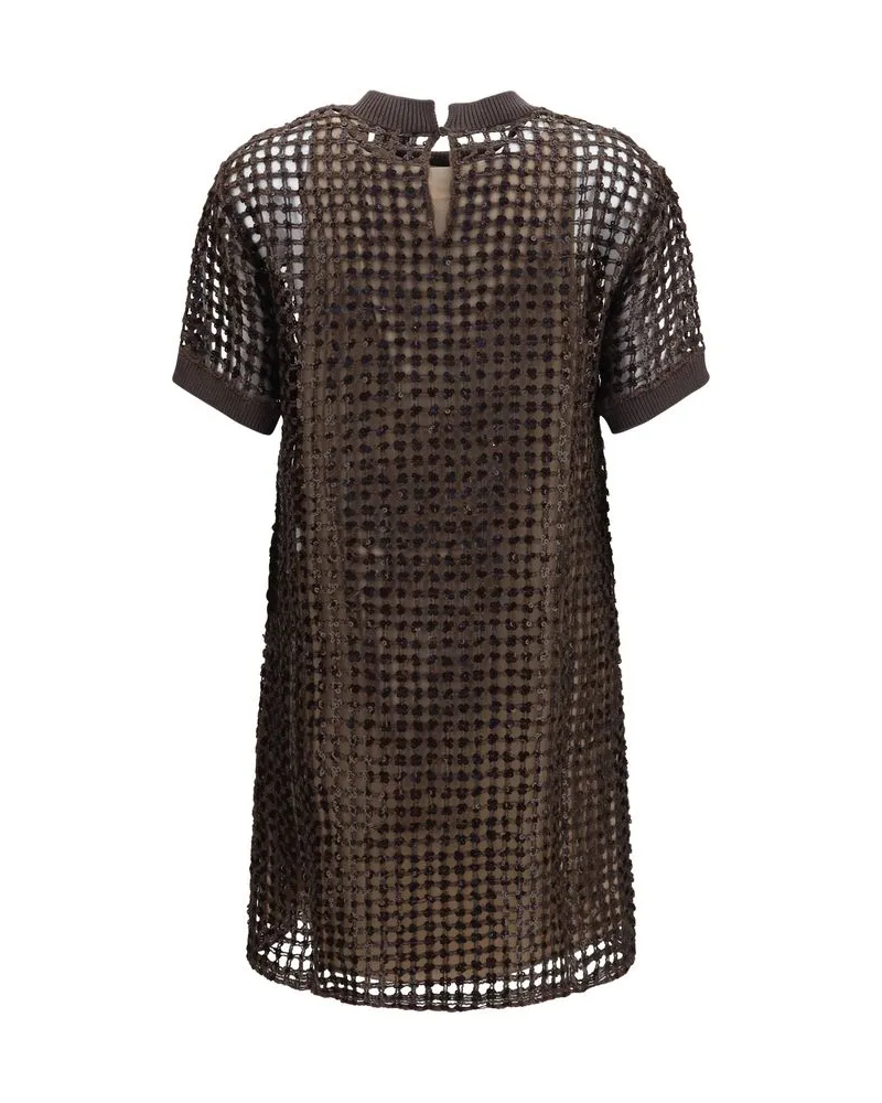 Brunello Cucinelli Women's Brown Silk Cocktail Dress Brown