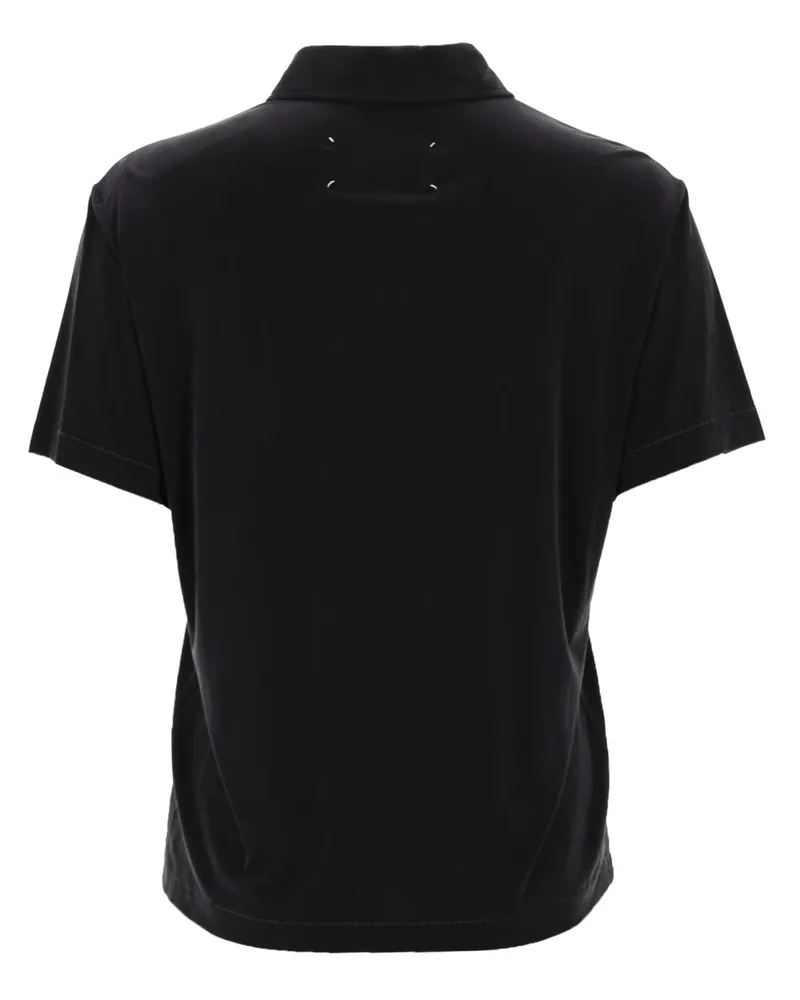 Maison Margiela Cupro Blend Polo Shirt — Black Black