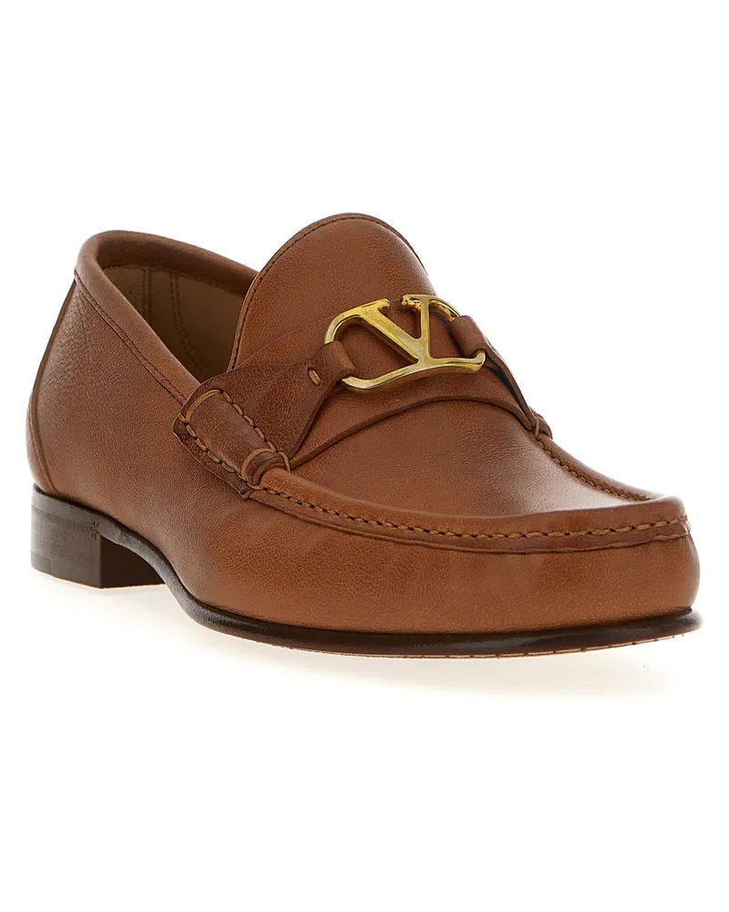 Valentino Garavani Vlogo Signature Metallic Loafer — Brown Brown