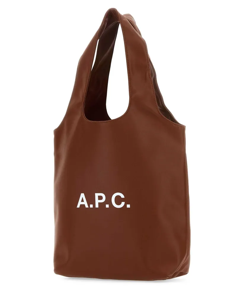 A.P.C. Women's Caramel Synthetic Leather Shopping Bag Noisette Polyurethane Borse A Mano Brown