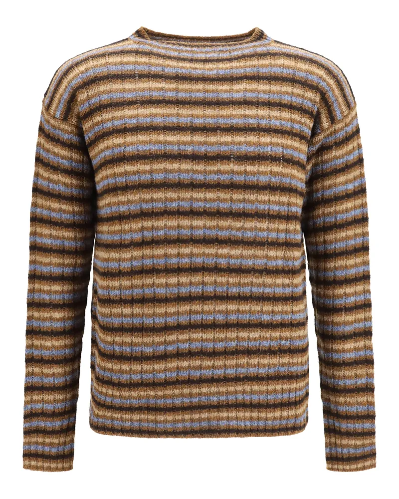 Prada Men's Wool Crewneck Sweater Rust Fleece 