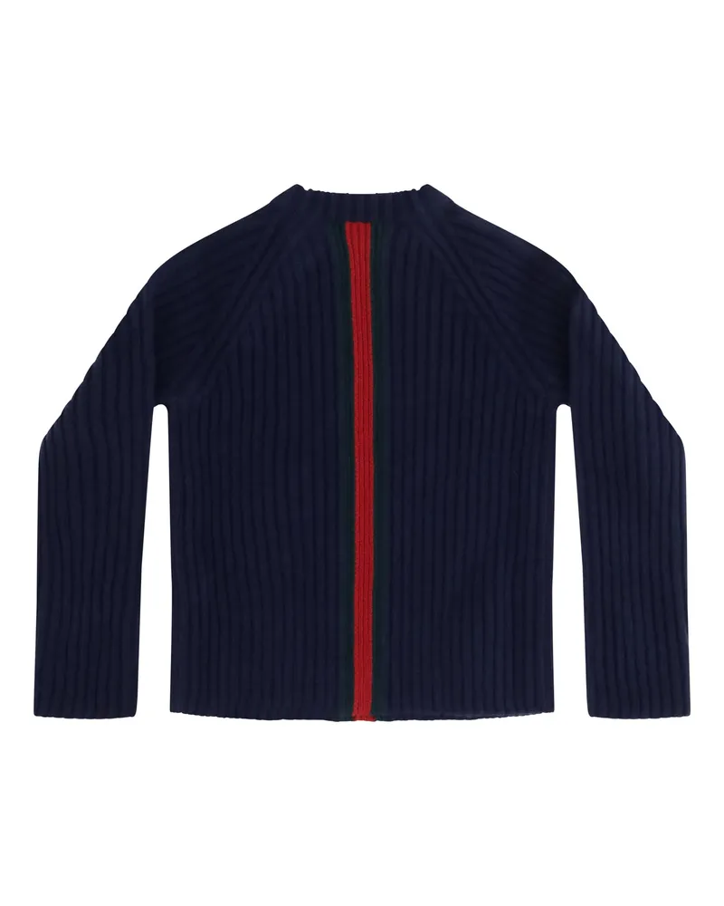 Gucci Web Stripe Wool Sweater For Boy Abyss Blue-Green-Red Merino Ovis Aries Blue/green/red Navy