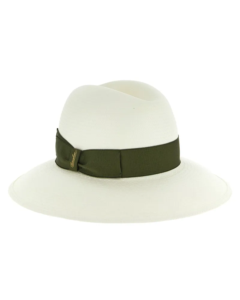 Borsalino Women Bicolor Hemp Fedora Accessory White