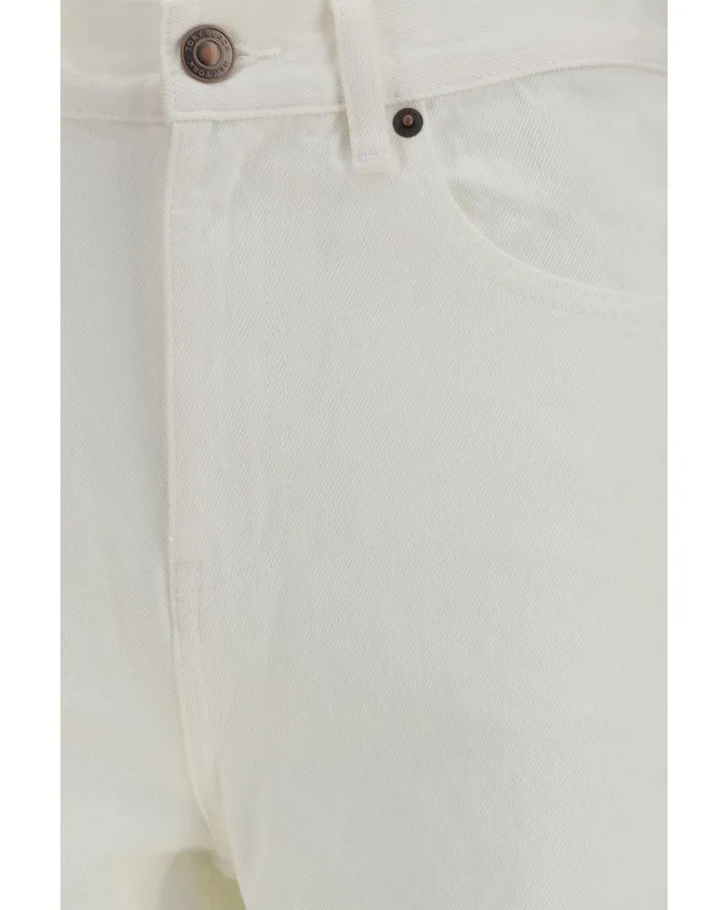 Tory Burch Women's White Cotton Straight-Leg Jeans Clothing White