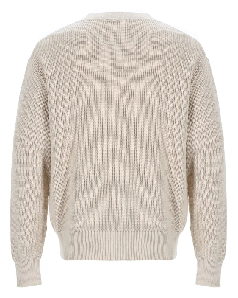 LARDINI 100% Cotton Knit Cardigan — Beige Beige