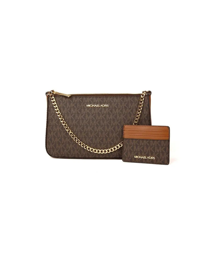 Michael Kors Women's Pouch & Card Holder Brown 89.coated Canvas Polyester Brown