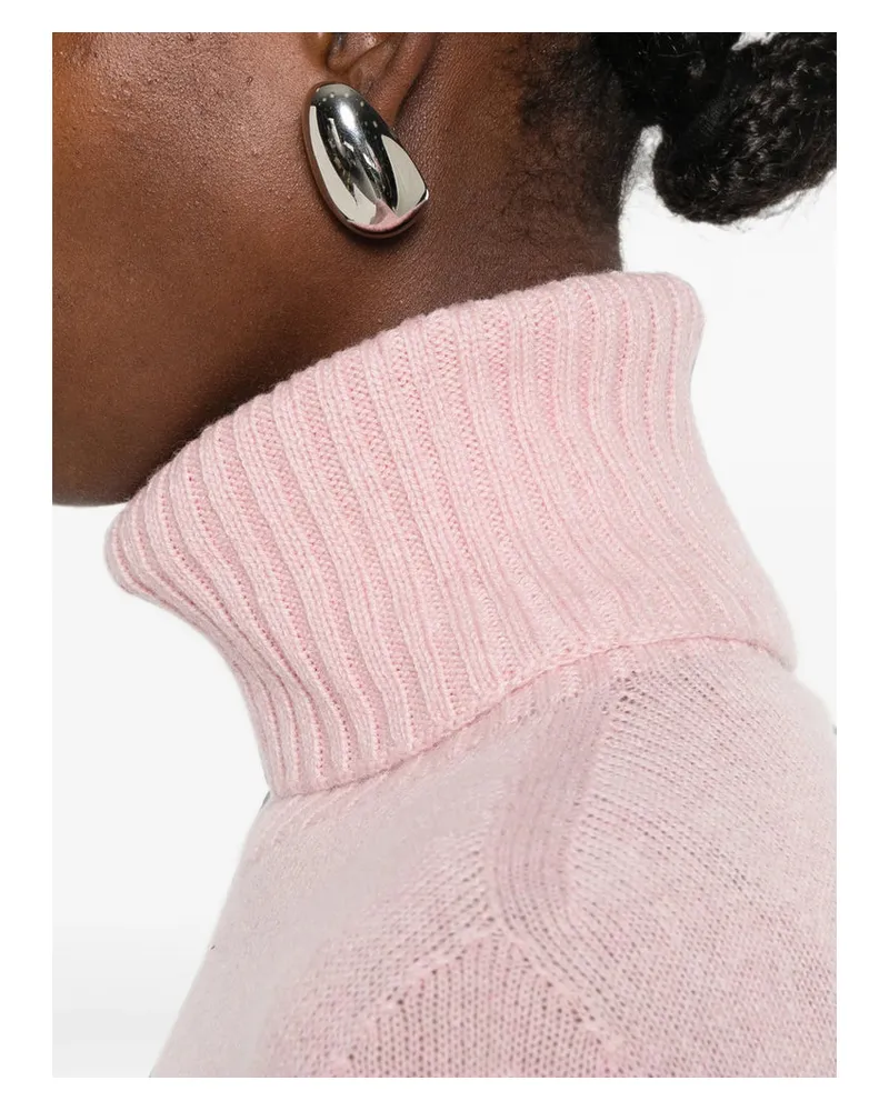 ARAGONA Fine-knit Cashmere Turtleneck Sweater — Pink Pink