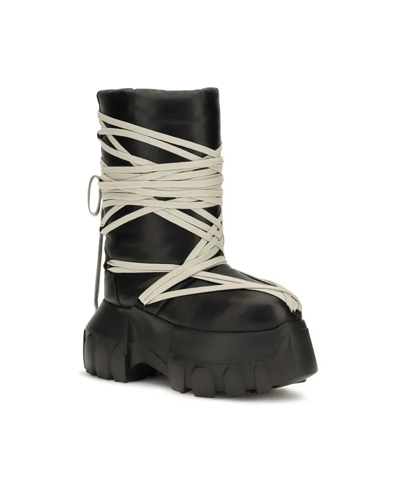 Rick Owens Women's Black Calf Leather Bos Taurus Lace-Up Boots Black