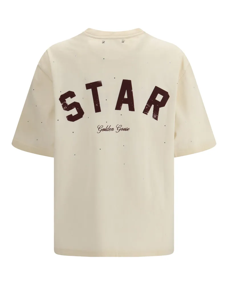 Golden Goose Women Star T-Shirt Artic Wolf Cotton T-Shirts And Polos Beige
